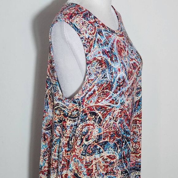 Cynthia Rowley Red and Blue Paisley Mini Shift Dress Size Medium Paisley Dress - Picture 5 of 10